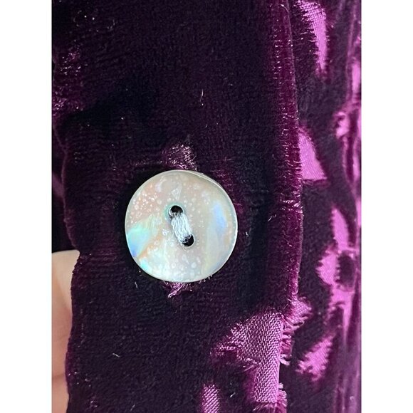 Jacyln Smith Top Women L Purple Floral Burnout Retro Boho Western Classic Mature - Picture 3 of 11